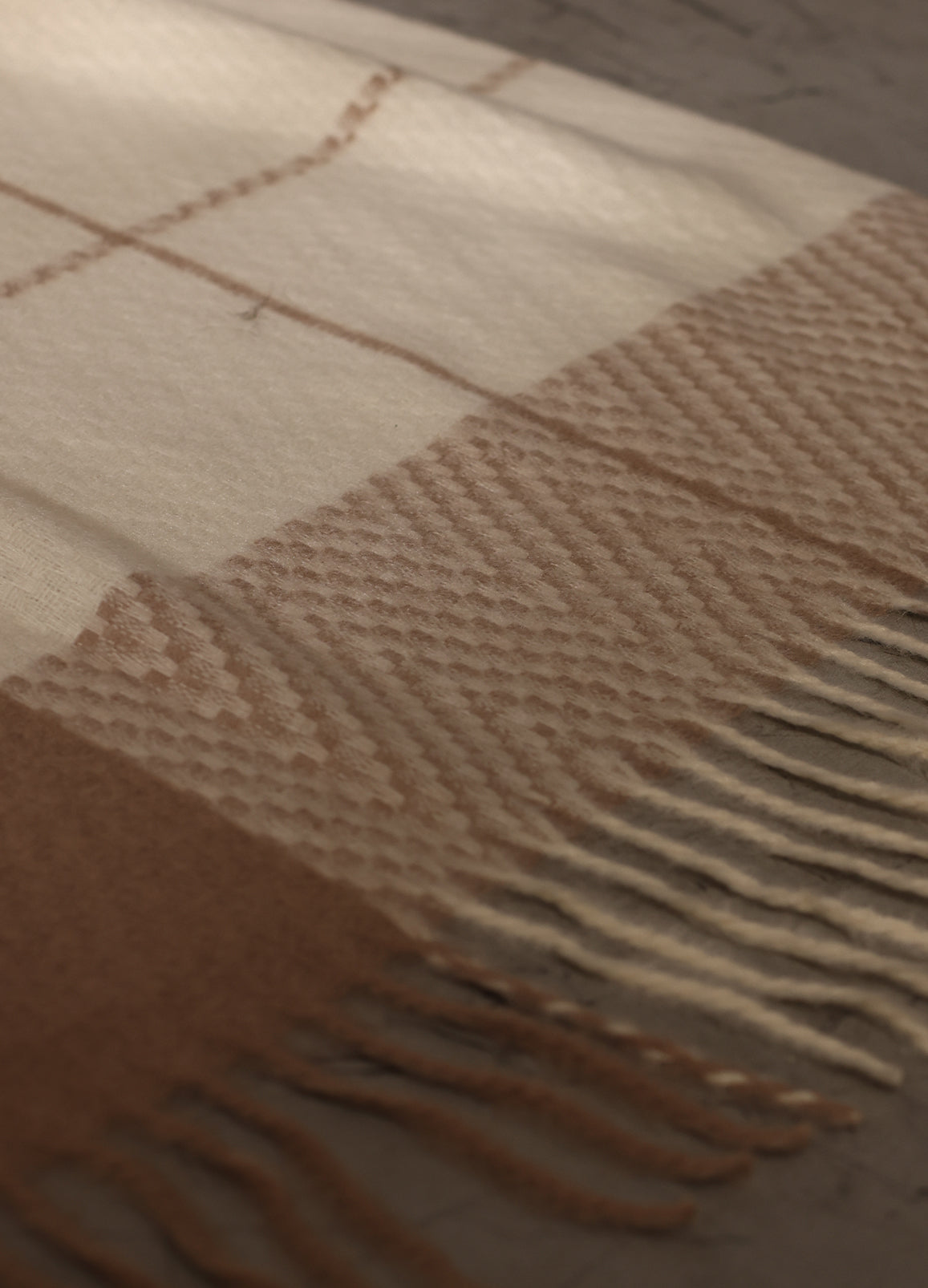 Brown & Grey Double-Tone Checker Cashmere Stole