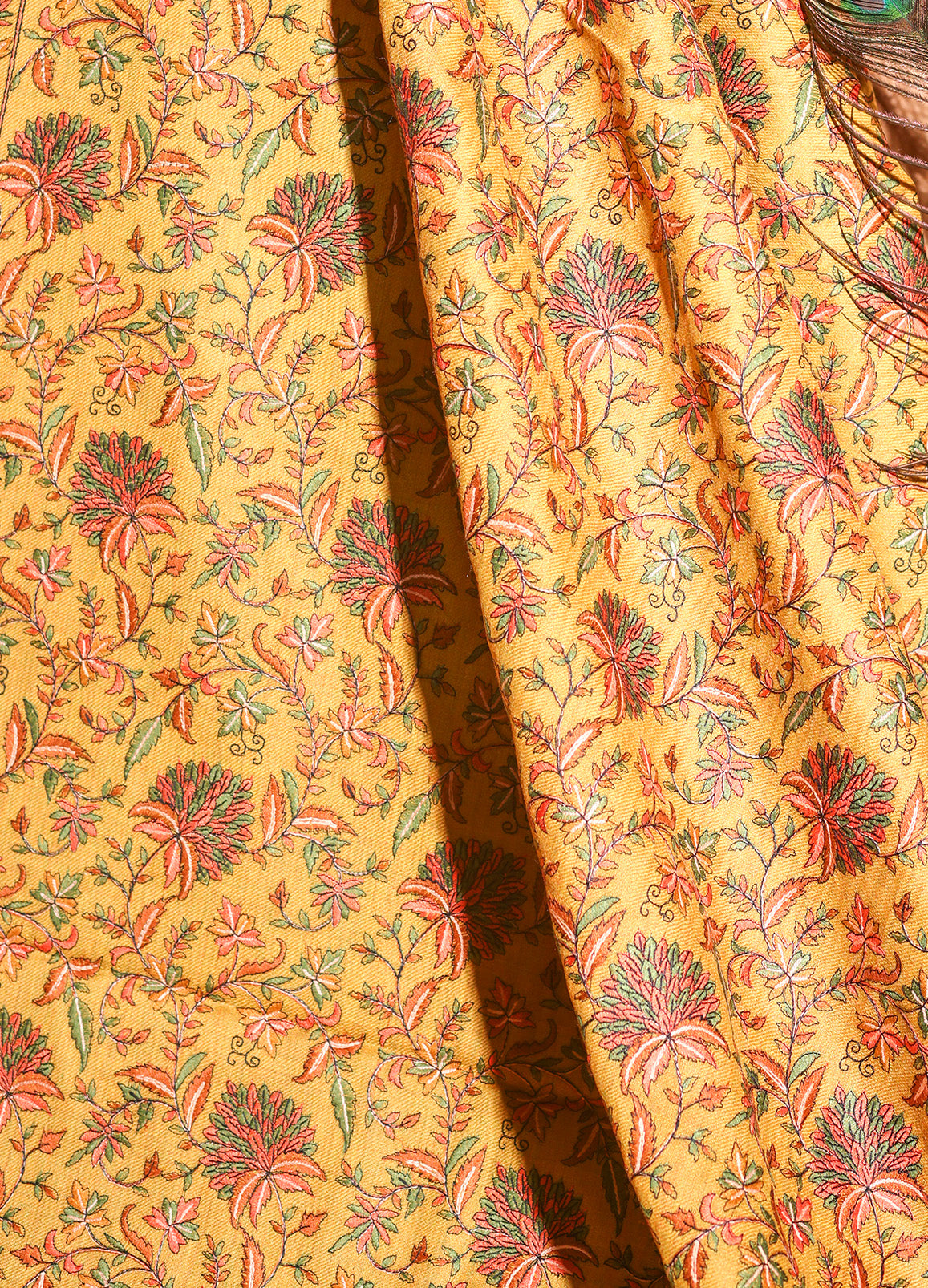 Rangrez 100% Pure Wool Fabric Sozni Hand-Embroidered Shawl