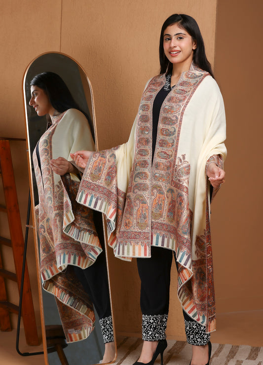 Kani Kunj Paisley Border Shawl