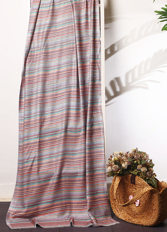 Multi Stripes Patterned Silk Modal Stole