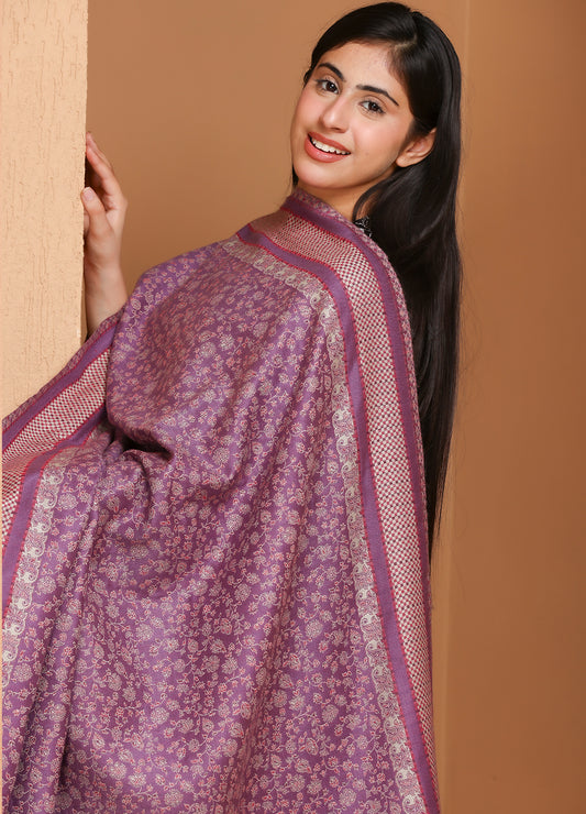 Naaz Captivating Purple Kani Jaal Shawl
