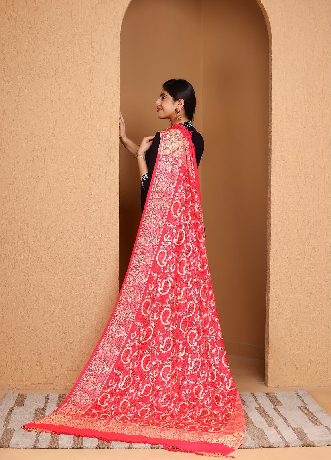 Royal Red Kani Wool Shawl