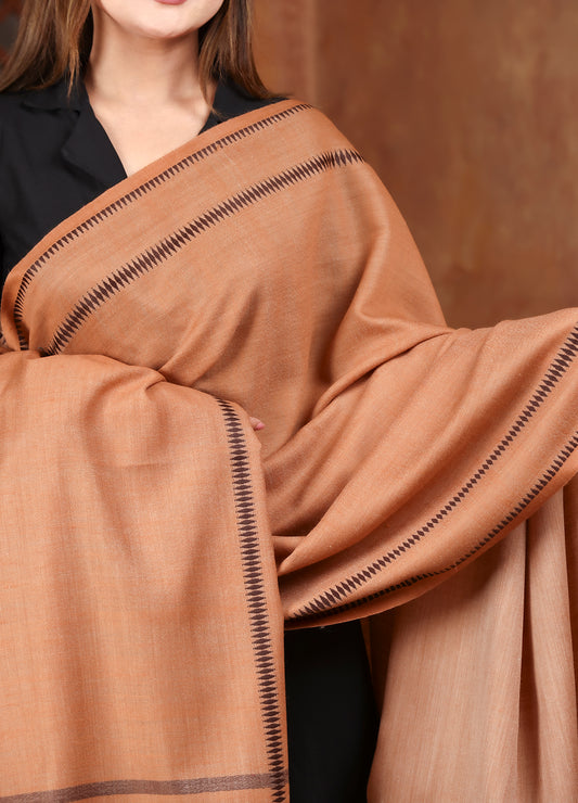Sajda Brown Ombre Pure Pashmina Minimal Border Shawl