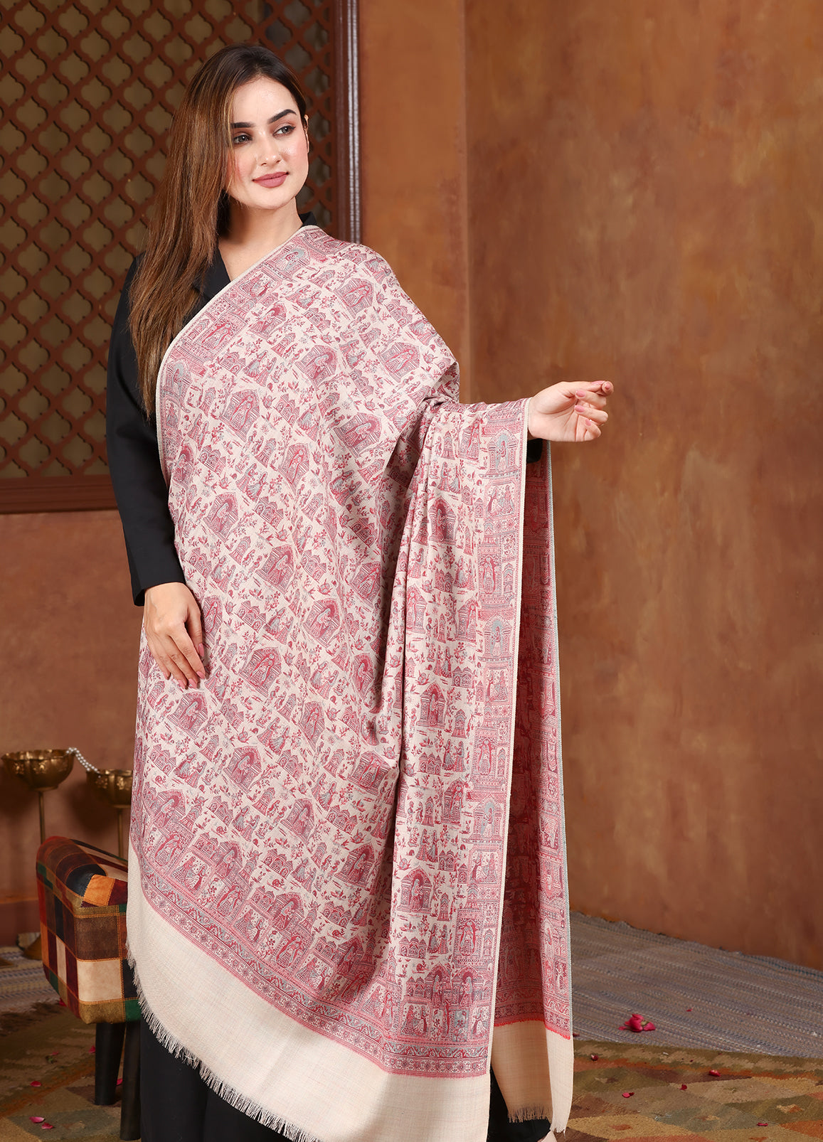 Shehzadi Dholi Theme Aayat Fine Wool Shawl