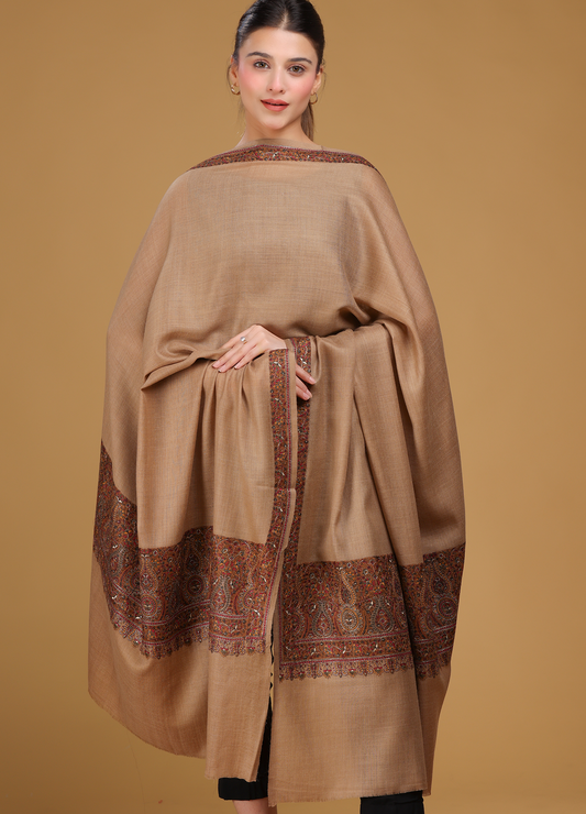 Suraahi Palla Kashmiri Border Pure wool Shawl