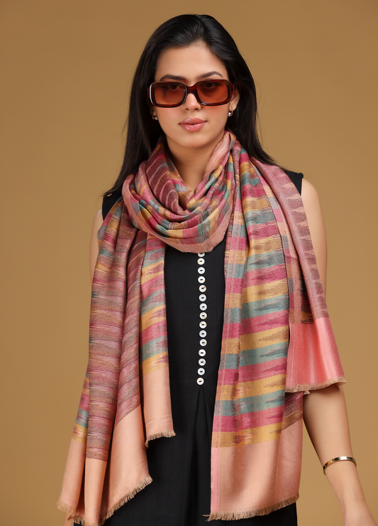 Ikat Rose-Gold Lightweight Stole