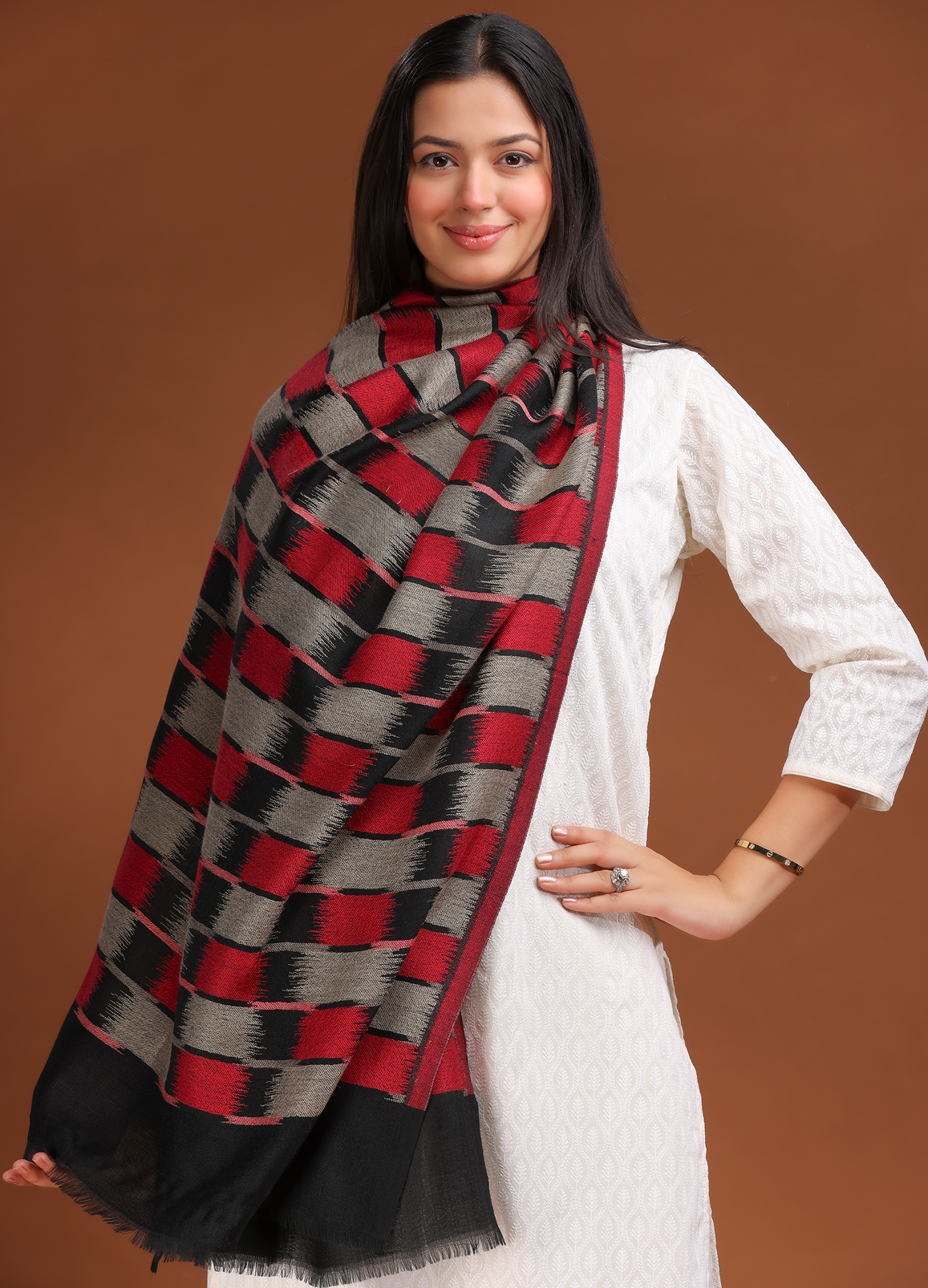 Ikat Weave Finewool Stole