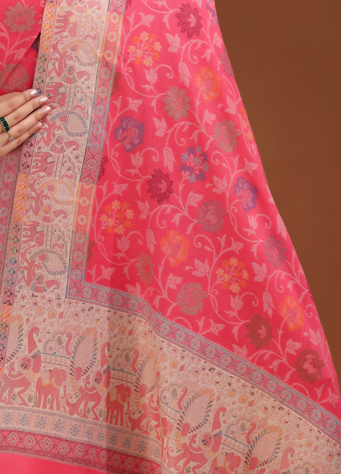 Elephant Zari Border Shawl