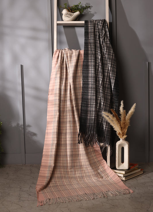 Two-Tone Checker Cashmere Stole – Classic Comfort With Modern Style