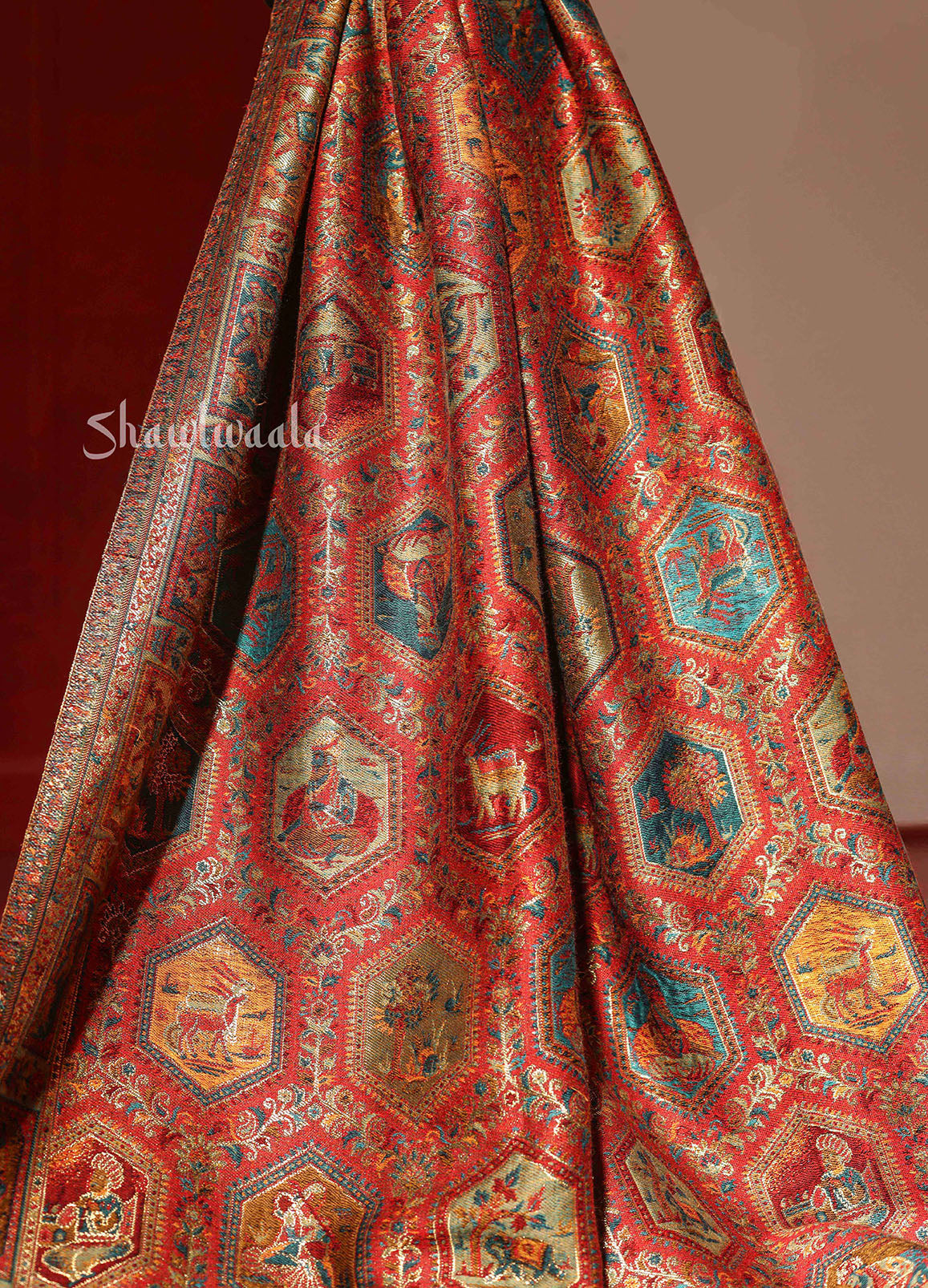 SHAAN-E-DARBAR Theme Moonlight Kani Pashmina Blend Wool Shawls