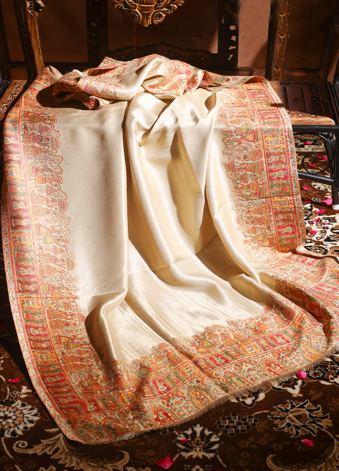Ishq-e-Dholi Moonlight Reversible Pure Wool Border Shawl