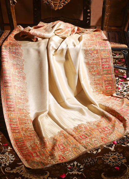 Ishq-e-Dholi Moonlight Reversible Pure Wool Border Shawl