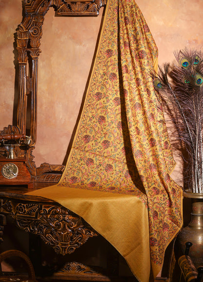 Rangrez 100% Pure Wool Fabric Sozni Hand-Embroidered Shawl