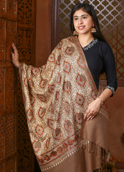 Antique Gold Handcrafted Aari Embroidered Stole