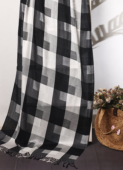 Checks Kashmiri Patterned Silk Modal Stole