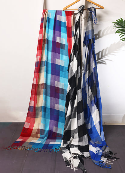 Checks Kashmiri Patterned Silk Modal Stole