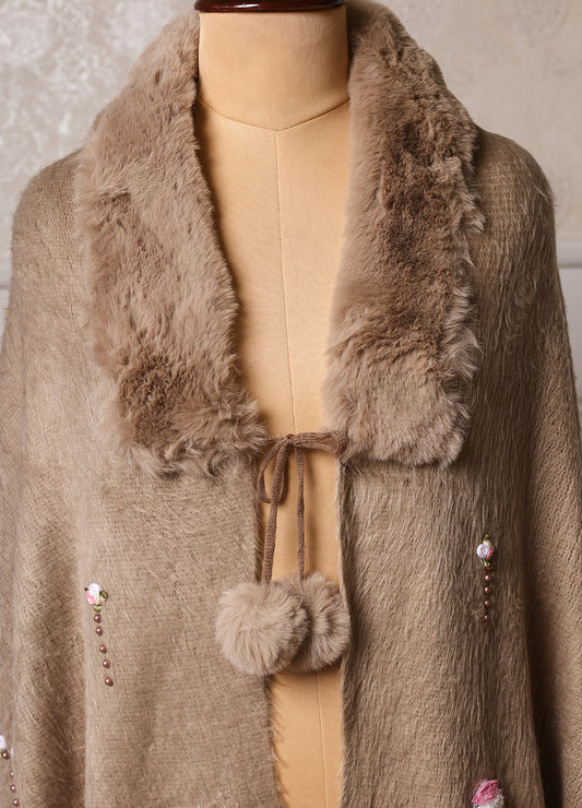 Comfort Brown Bear Fur Designer Poncho