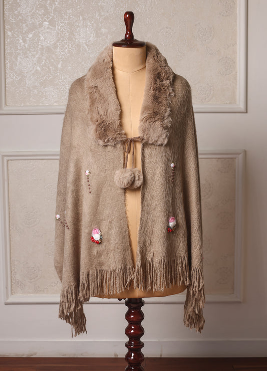 Comfort Brown Bear Fur Designer Poncho