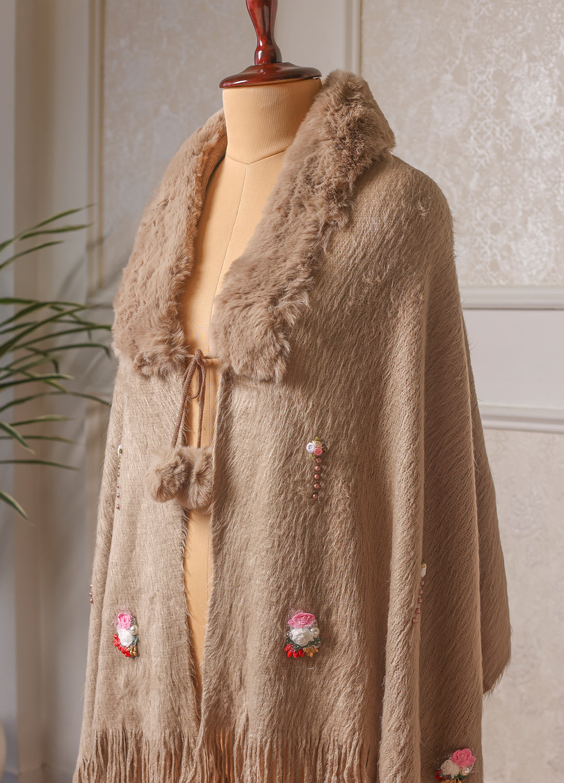 Comfort Brown Bear Fur Designer Poncho