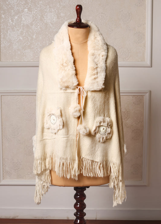 Comfort White Bear Fur Designer Poncho