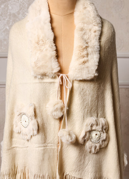 Comfort White Bear Fur Designer Poncho