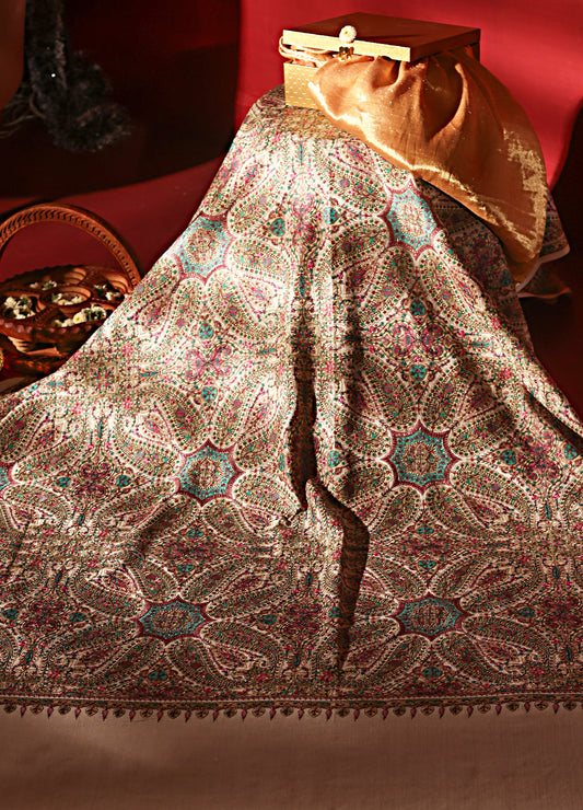 Embroidered Fine Wool Men’s Dusala – Classic Kashmiri Shawl