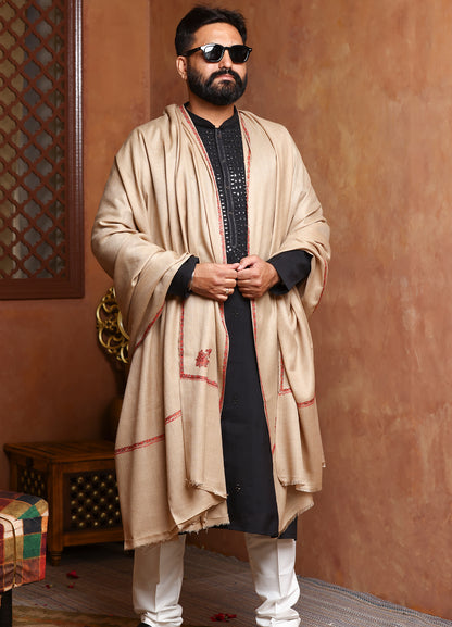 Gents Hand Embroidered Real Kashmiri Pashmina Shawl