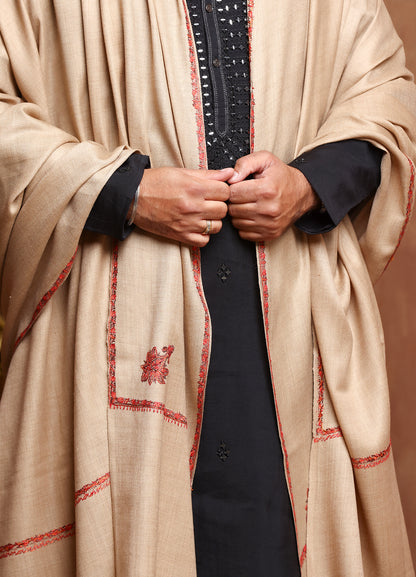 Gents Hand Embroidered Real Kashmiri Pashmina Shawl