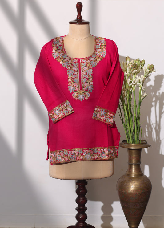 Handcrafted Kashmiri Short Kurti Made For Cozy Winters