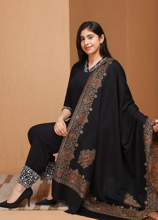 Kani Kunj Kashmiri Paisley Boder Shawl