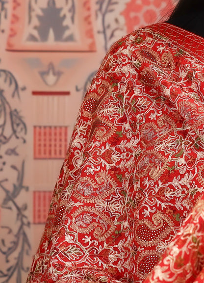 Kashmiri Sozni With Floral And Paisley Work Shawl