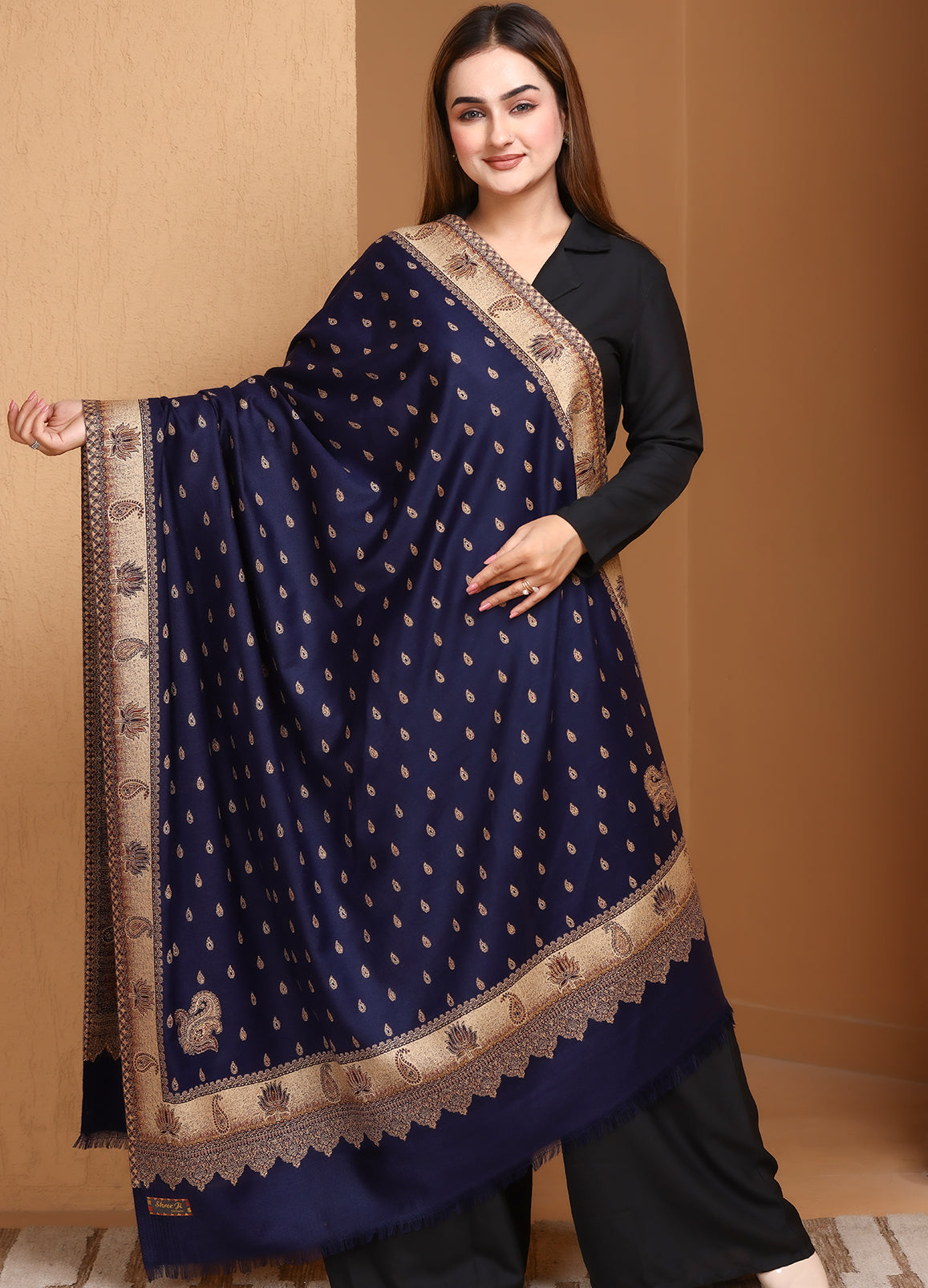 Khaab Pure Kani Border Booti Shawl