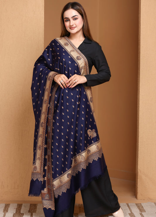 Khaab Pure Kani Border Booti Shawl