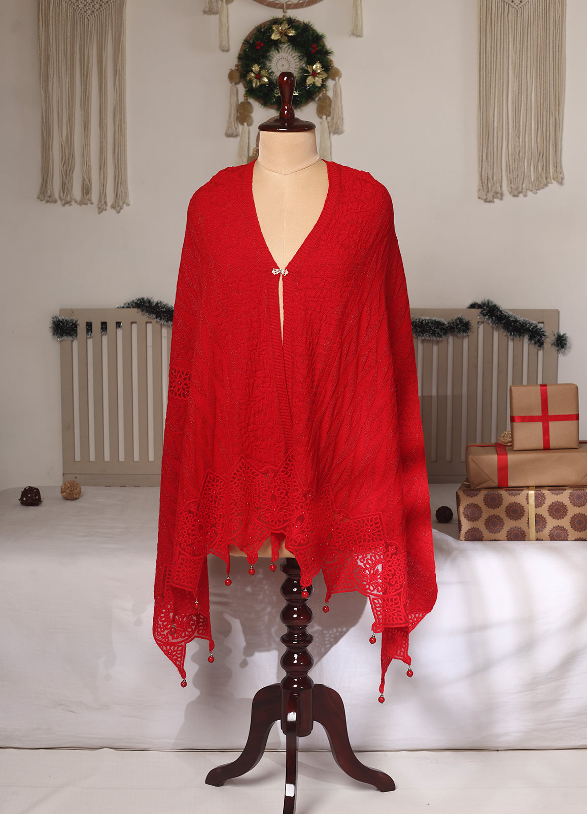 Red Chic And Modern Edge Design Stole