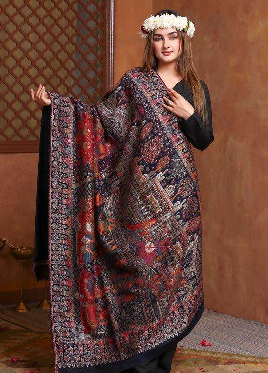 Mastani Theme  kalamkani Pashmina Zari Shawl