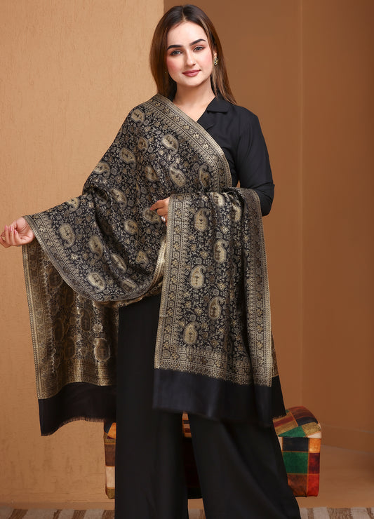 Mehar’ Kaani Paisley Stole with Silky Zari Weave