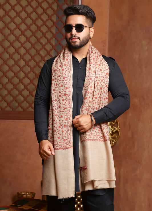 Mughal Bagh Sozni Hand Embroidery Men’s Shawl