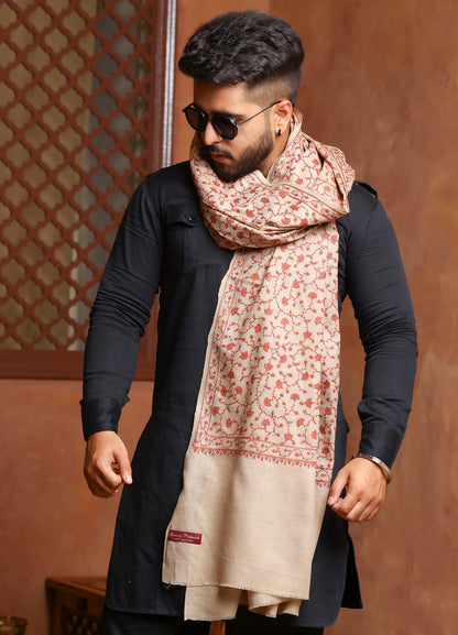 Mughal Bagh Sozni Hand Embroidery Men’s Shawl