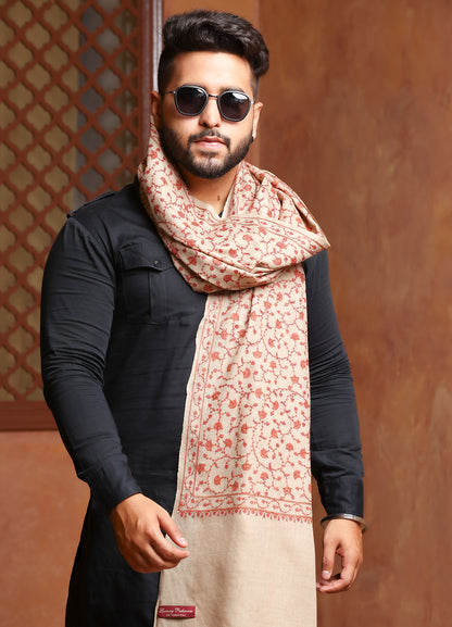Mughal Bagh Sozni Hand Embroidery Men’s Shawl