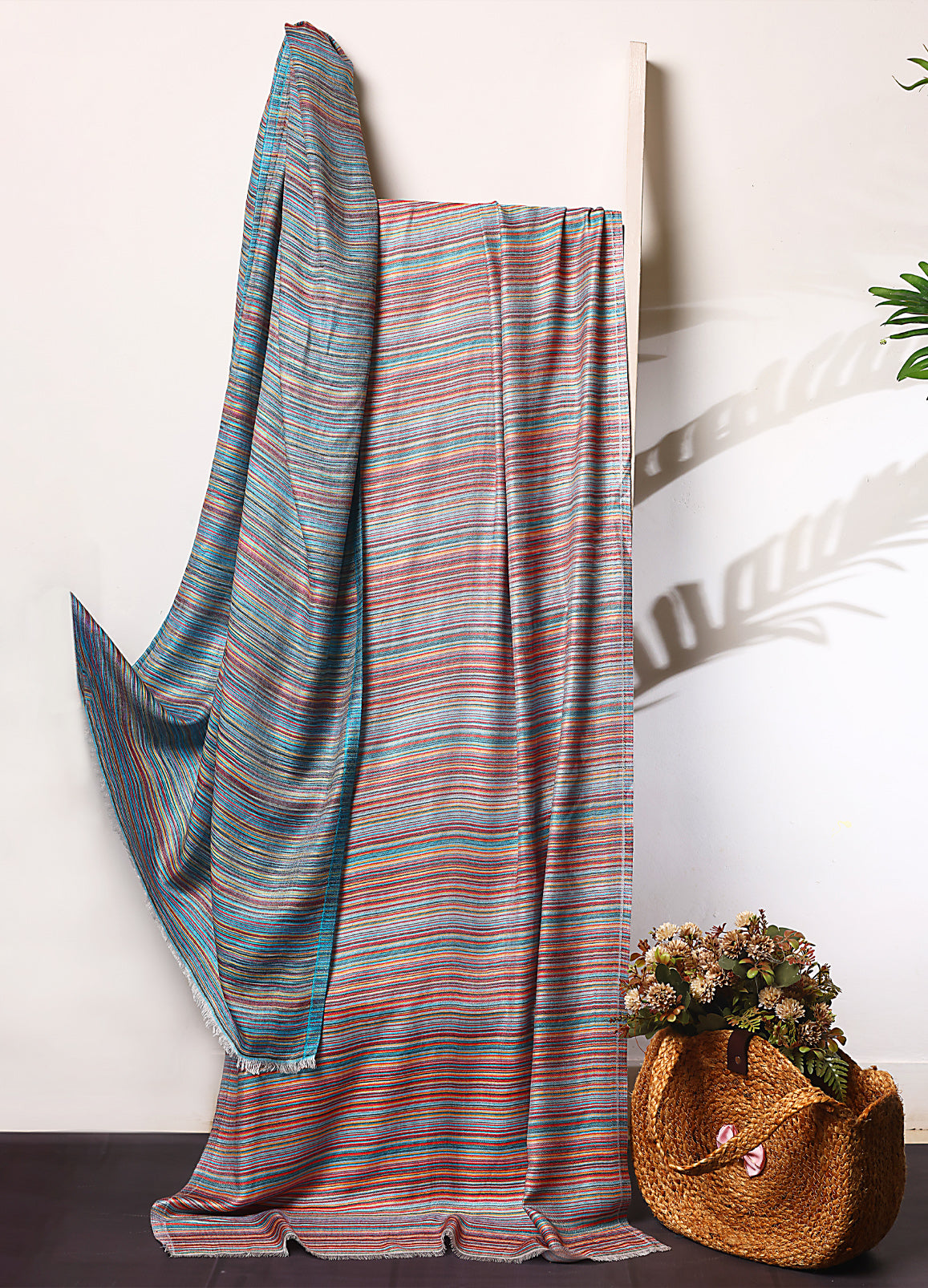 Multi Stripes Patterned Silk Modal Stole