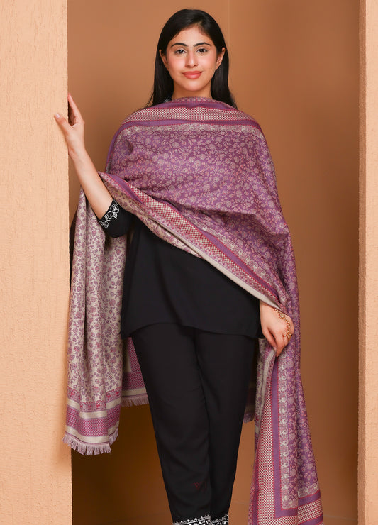 Naaz Captivating Purple Kani Jaal Shawl