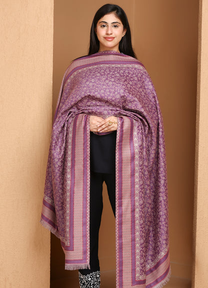 Naaz Captivating Purple Kani Jaal Shawl