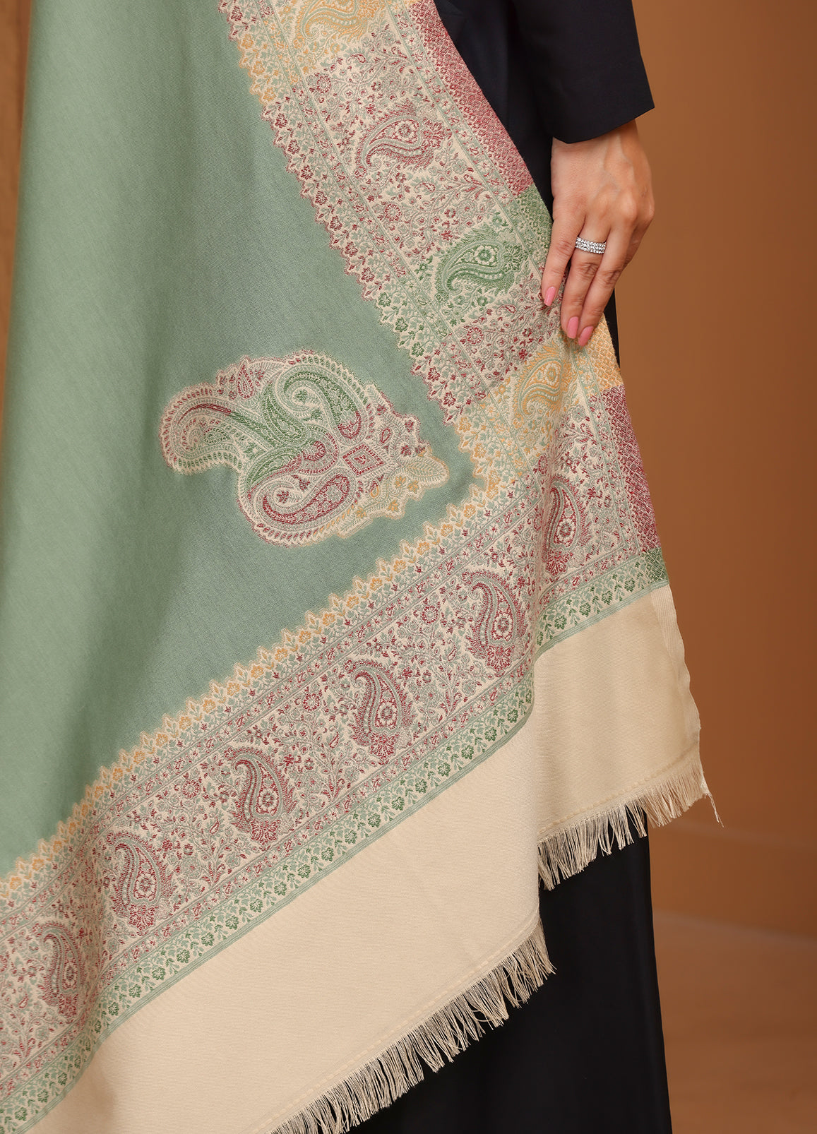 Pastel Color Pasley Border Shawl
