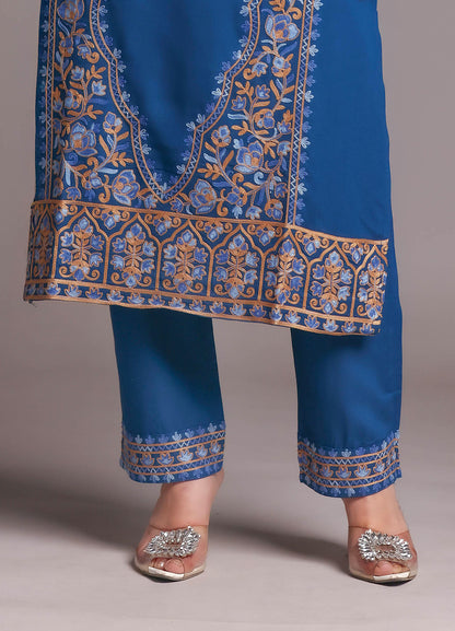 Kashmiri Ari Work Rayon Straight Embroidered Kurta With Pant