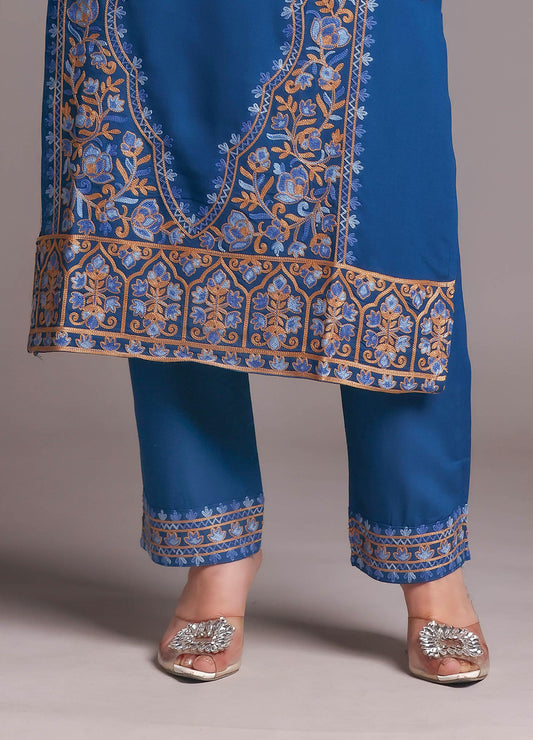 Kashmiri Ari Work Rayon Straight Embroidered Kurta With Pant