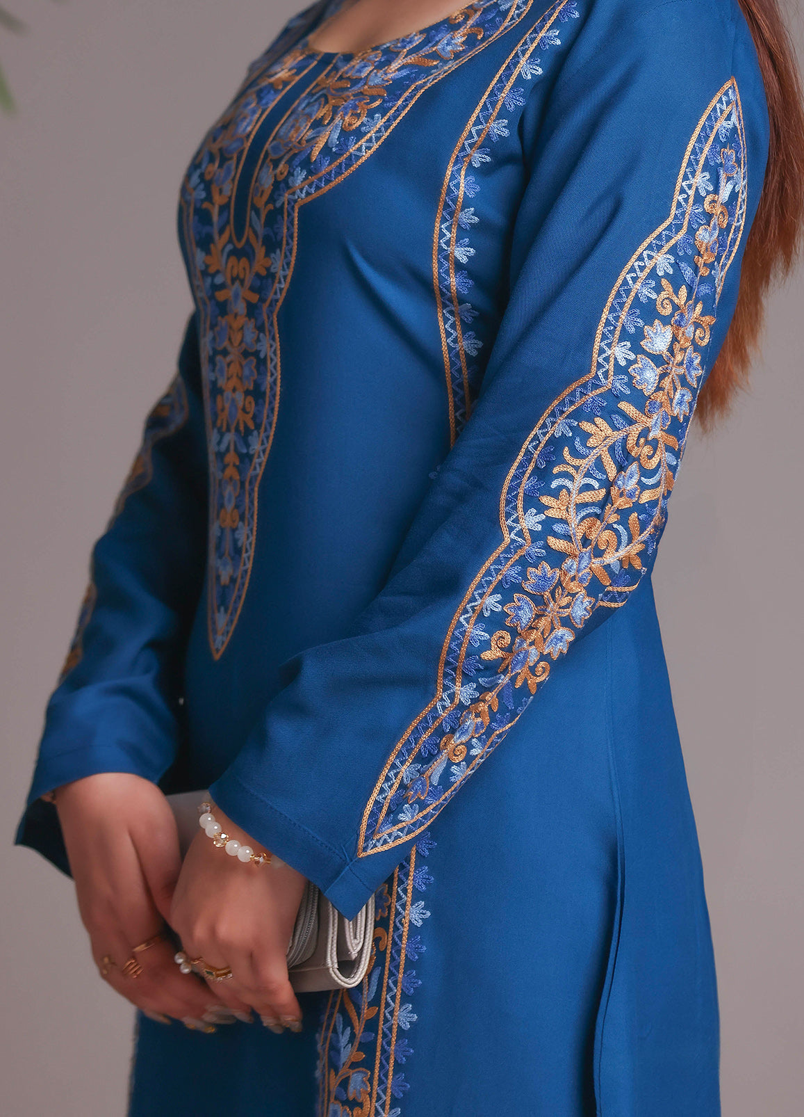 Kashmiri Ari Work Rayon Straight Embroidered Kurta With Pant