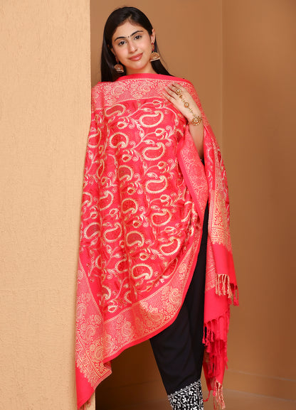 Royal Red Kani Wool Shawl