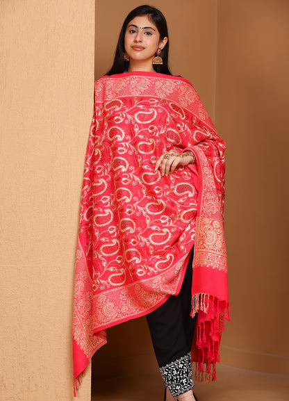 Royal Red Kani Wool Shawl