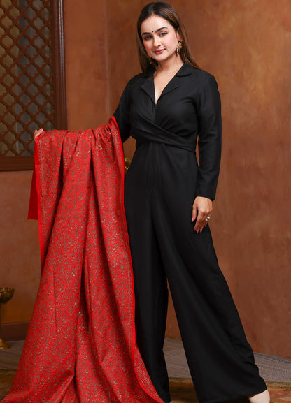 Sozni Gold Zari Work Artistry On Pure Pashmina