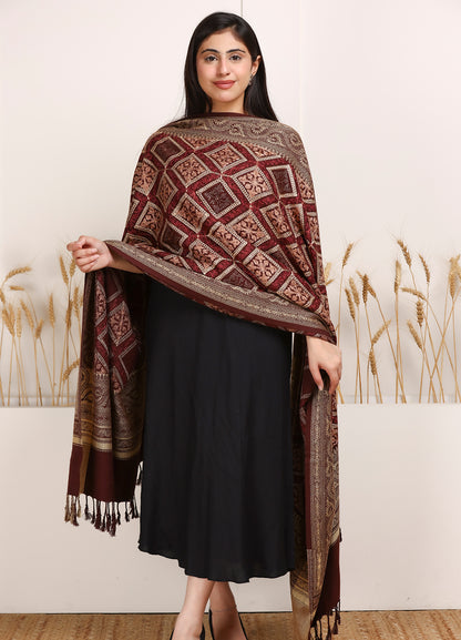 Surmai Women Fine Wool Nalki Hand Embroidered Shawl